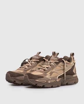 Off-White Brown Be Right Back logo combination sneakers OMIA295S26LEA001