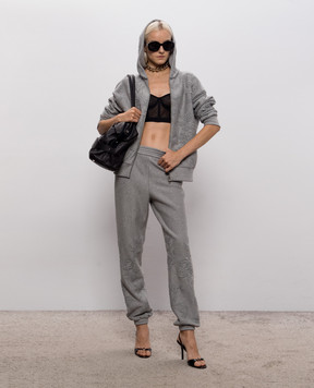 Ermanno Scervino Life Grey melange sports jacket with embroidery D494M600HKS