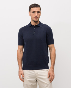 ISAIA Blue linen and silk polo shirt MG8361Y0508