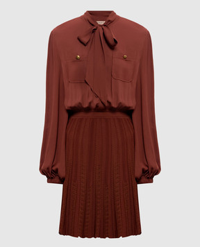 Twinset Brown shirt dress with textured pattern 262TP3081