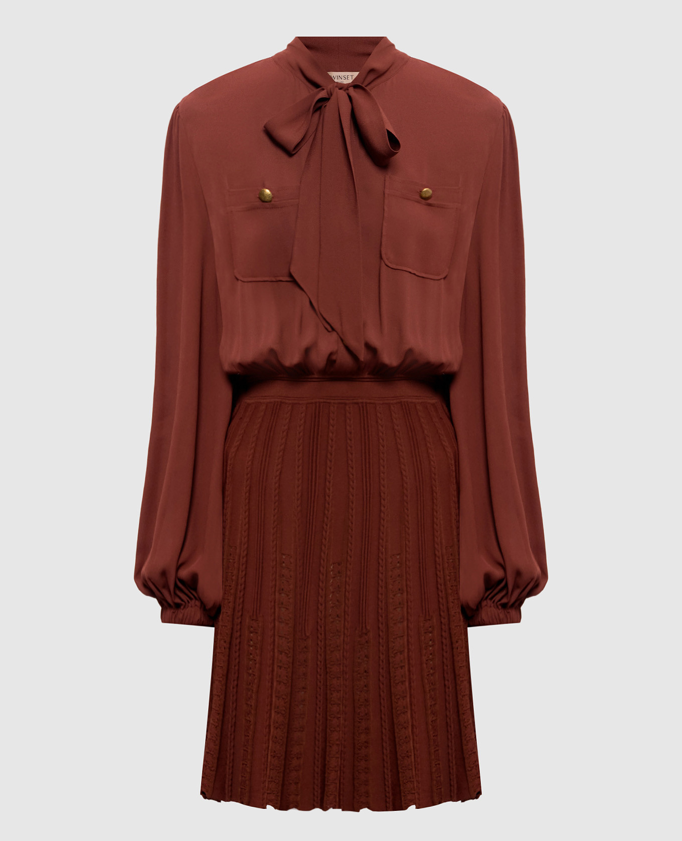 Brown shirt dress with textured pattern