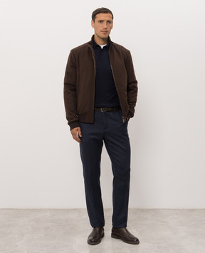 Stefano Ricci Blue wool, silk and cashmere polo shirt KE08020P03E26370