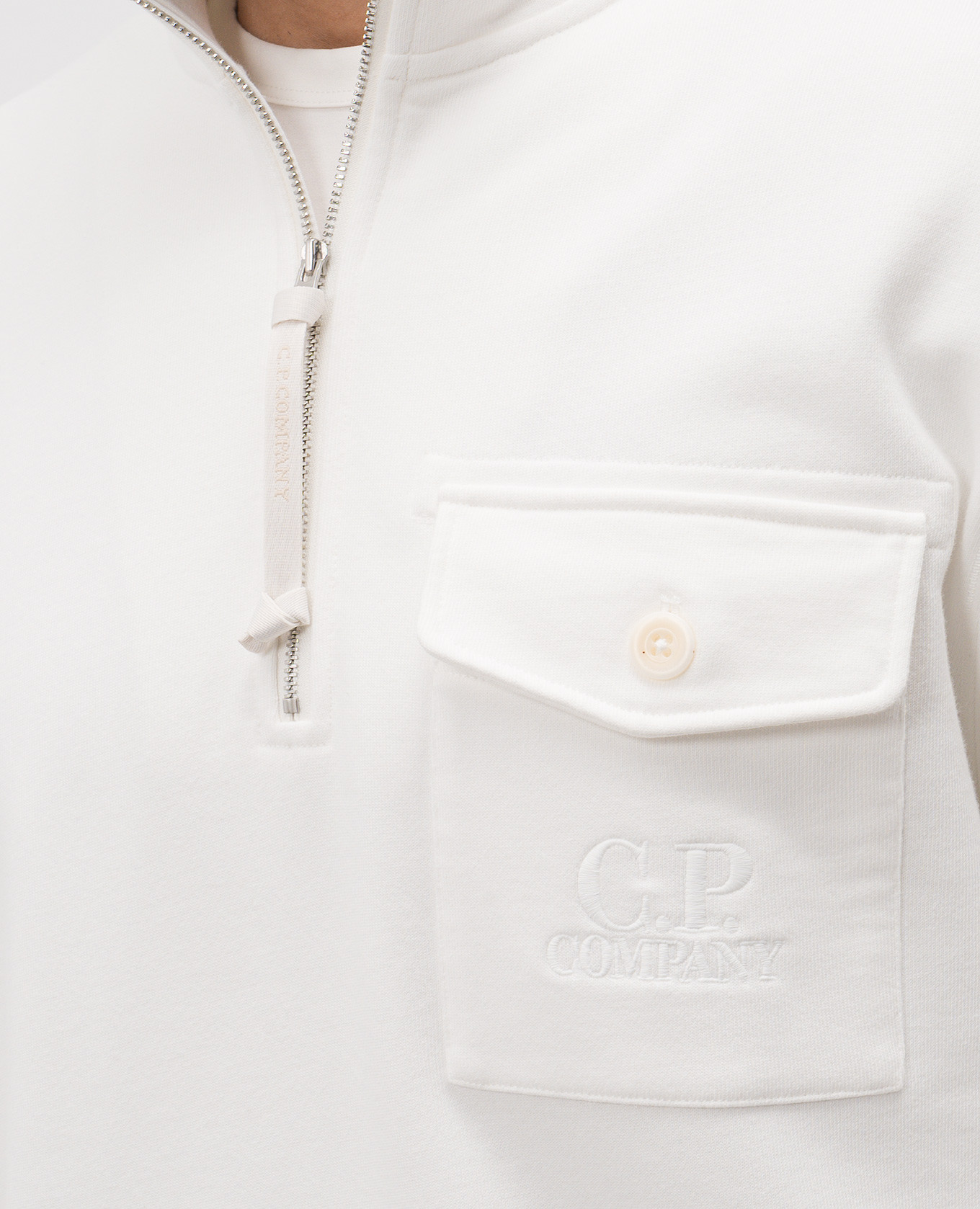 

White jumper with logo C.P. Company