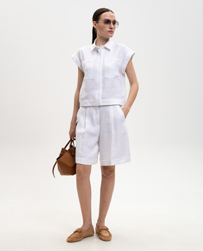Peserico White linen shirt with short sleeves S0316602606