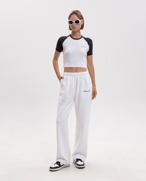 Sporty & Rich White cropped T-shirt with logo print TO08471326WH09