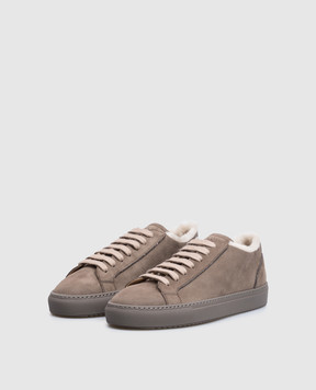 Doucal's Brown nubuck sneakers with fur DD8935JESSUM288