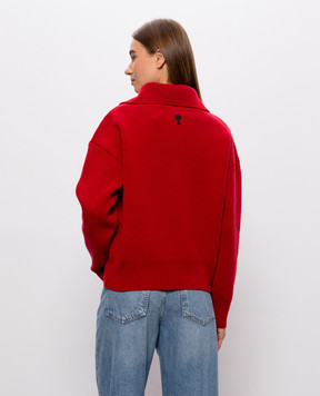 Ami Paris Red merino wool sweater UKS885KN0192w