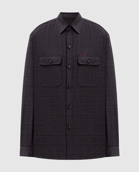 ISAIA Brown wool check shirt OSH00921156