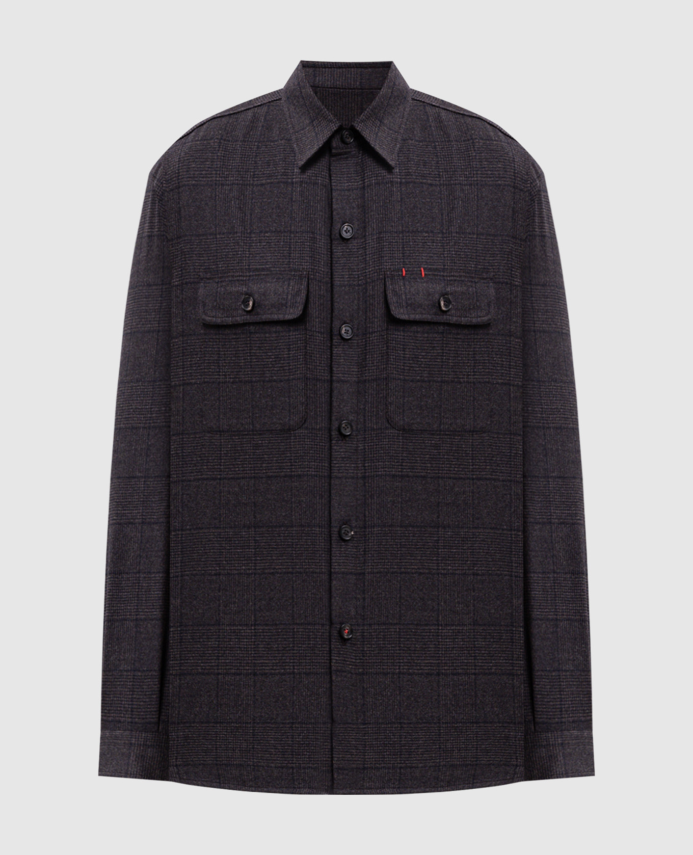 Brown wool check shirt