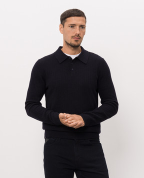 Trussardi Blue wool polo shirt with pattern M0148000112NMK646K36