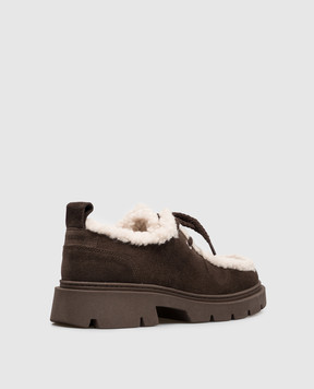 Inuikii Mocabee Brown Suede Desert Boots with Fur Trim 10150030011