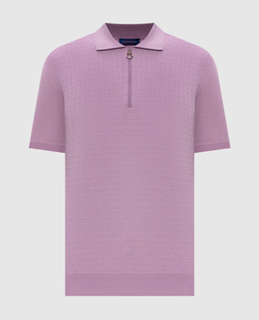 Stefano Ricci Purple wool, cashmere and silk patterned polo shirt W505507P31W26150