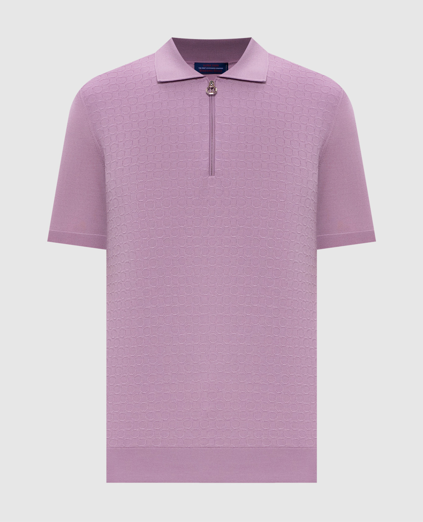 Purple wool, cashmere and silk patterned polo shirt