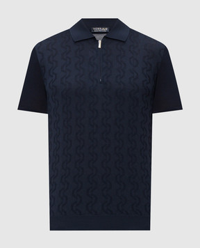 Bertolo Cashmere Blue patterned silk polo shirt 902335002425
