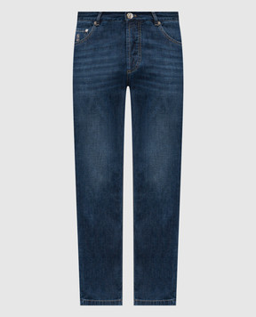 Brunello Cucinelli Blue jeans with logo patch ME645D3210