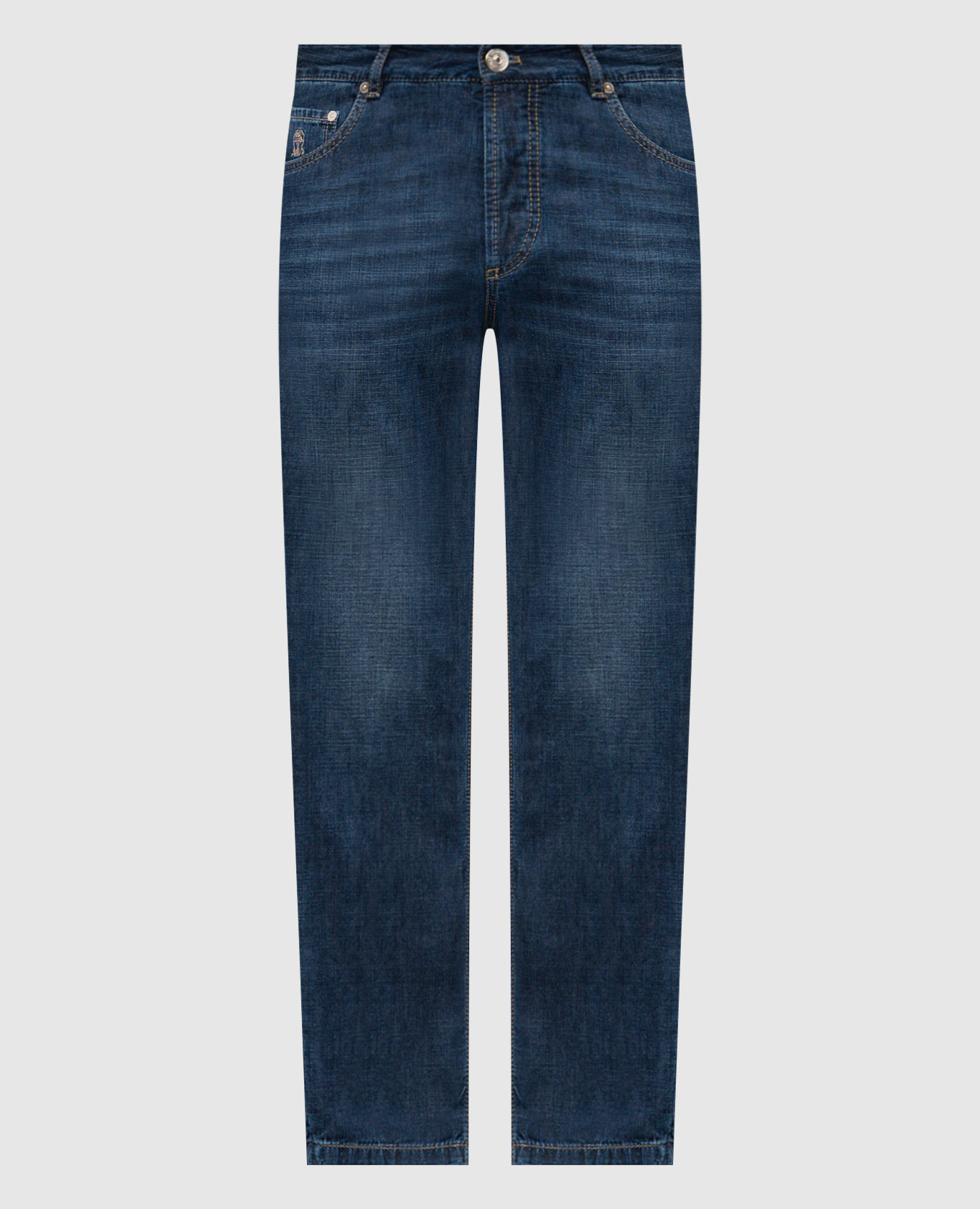 Blue jeans with logo patch