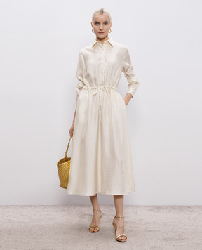 Herno Ivory silk dress with branded print AB000062D16009P