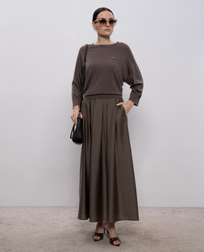 Peserico Brown wool jumper with monil chain A99060F18K09169