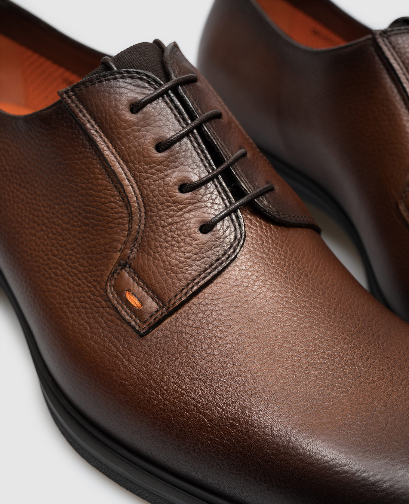 Brown leather derby shoes Santoni 5