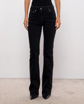 Balmain Black flared jeans with logo patch PA0000000026
