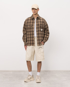 Palm Angels Beige cargo shorts with logo embroidery PMCS012S26FAB002