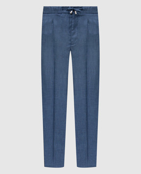 Enrico Mandelli Blue wool, silk and linen pants GYM02B5315