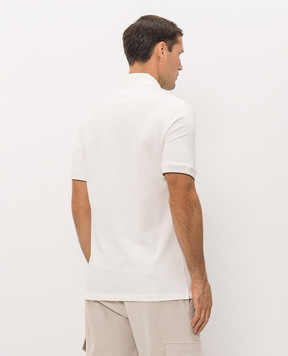 Brunello Cucinelli Ivory polo shirt with embroidered emblem ME8548788