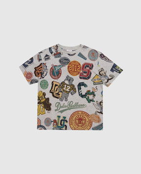 Dolce&Gabbana Children's gray melange printed T-shirt L4JTHVG7P6C26