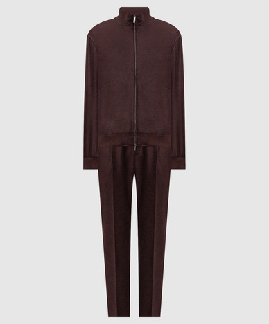 Burgundy wool and cashmere tracksuit