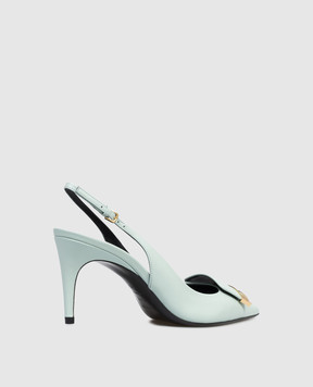 Sergio Rossi Green leather slingbacks with monogram B14501MMVN13