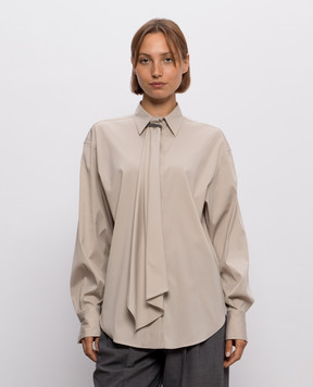 Brunello Cucinelli Beige shirt with ribbon MP091M2F06