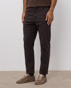 Brunello Cucinelli Brown jeans with a patch M277PO2090