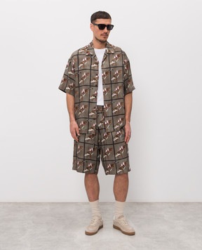 Iceberg Khaki shorts with branded print D1005292