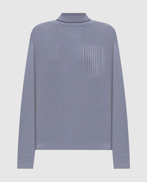 Peserico Blue wool, silk and cashmere turtleneck with monil chain A99211F12A9283