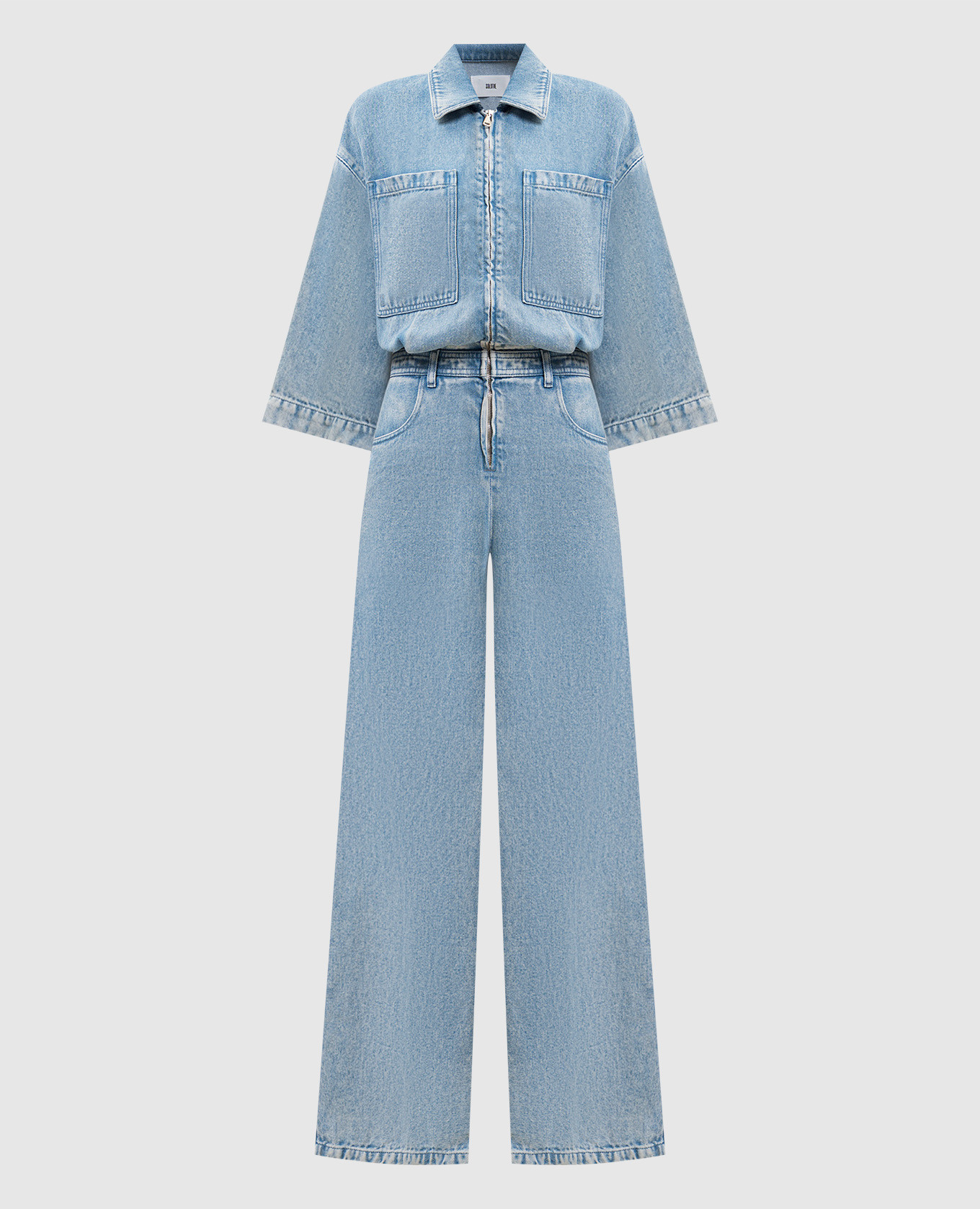 

Blue denim jumpsuit with a frayed effect Solotre, Light blue