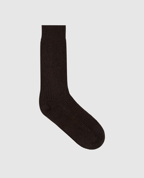 LISA YANG Dark brown cashmere socks Zera 4025100