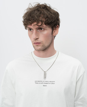 Off-White Silver chain with Paperclip pendant OMOB169S26MET001