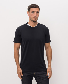 Dolce&Gabbana Navy blue t-shirt with logo patch G8TW5TFU7EQ