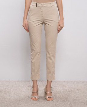 Peserico Beige pants with a patch A04718T2302481