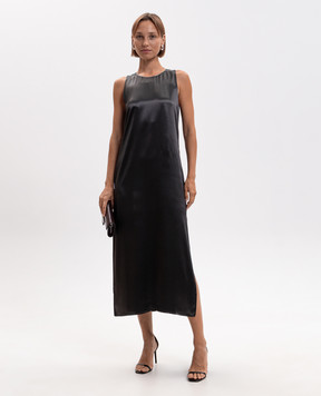 Peserico Gray midi dress with monil chain A0227001514