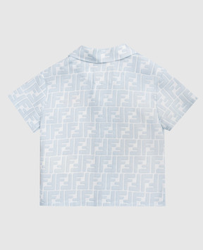 Fendi Children's blue linen shirt with monogram print BMC091AY8C