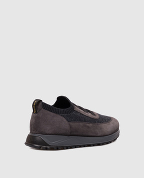 Doucal's Grey logo-embossed combination sneakers DU3318SYDNPX782