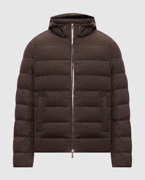 Herno Brown down jacket with wool PI001401U33529