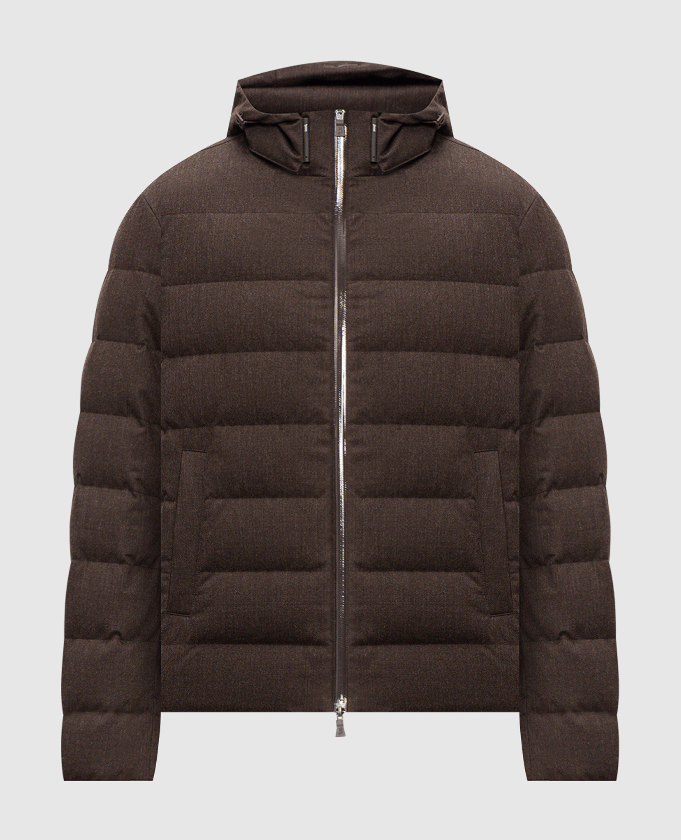 Brown down jacket with wool