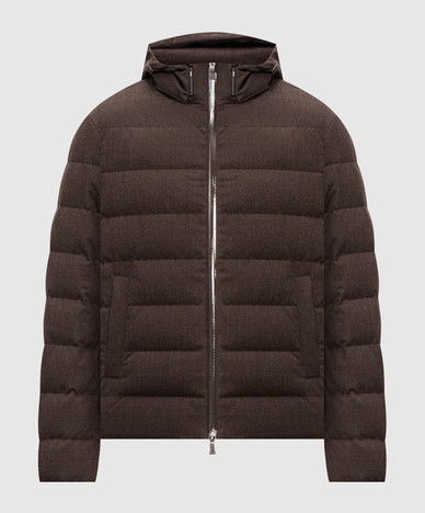 Brown down jacket with wool