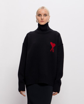 Ami Paris Ami de Coeur black wool sweater UKS839018