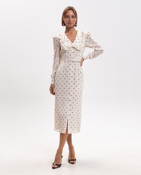 Alessandra Rich Ivory polka dot silk dress FABX4389F4831
