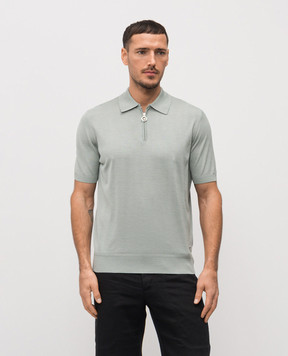 Stefano Ricci Green silk polo shirt with emblem K414000P31F26160