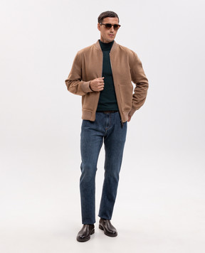 ISAIA Brown cashmere bomber jacket SU7322P9250