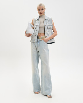 SSHEENA Blue denim vest with emblems 26SSJILETDS26002